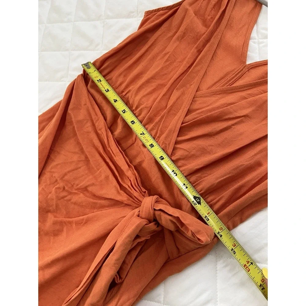 ZARA Orange Wrap Romper Ring Strap V Neck Tie Side Summer Vacation Resort Size S